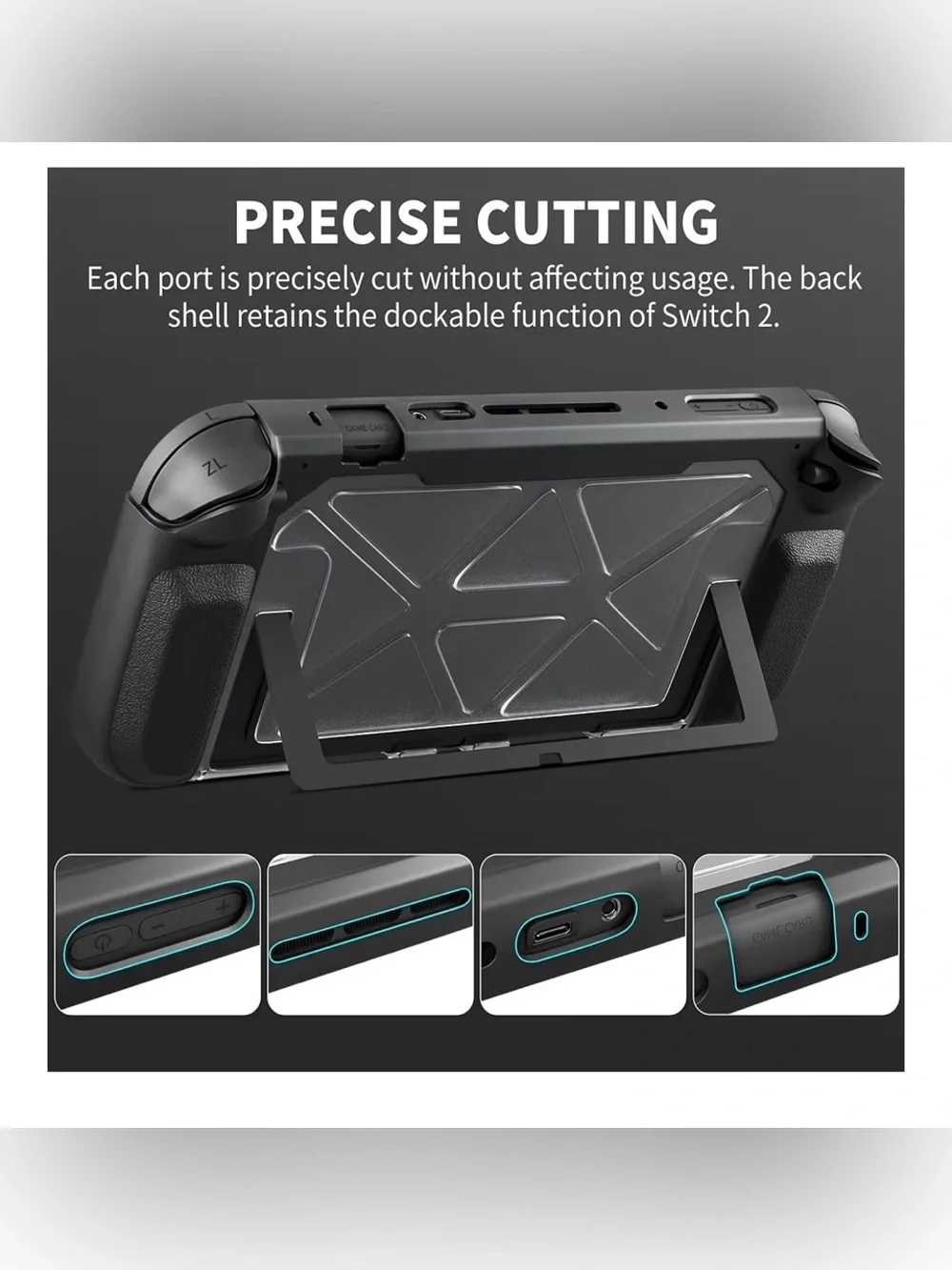 Nintendo Switch OLED Black Grip Case with Clear Back